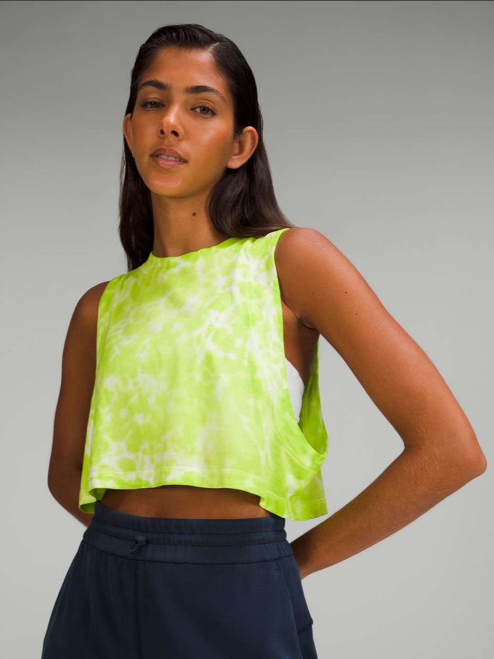 Lululemon All Yours Cropped Cotton Tank Top Marmoleado Tie Dye Eccentric Lime 4